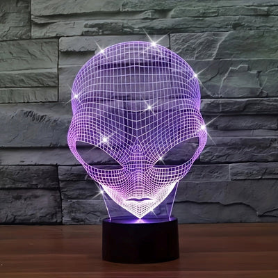 3D Alienkopf LED Tischlampe mit 7 Farben - Lunaris