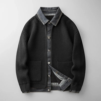 Albert | Herren Strickjacke mit Kragen in Schwarz