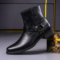 Alexander | Herren Vintage Echtleder Stiefel in Obsidianschwarz