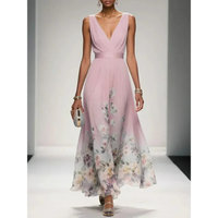 Alva | Blumenmuster Maxikleid für Feste in Rosa