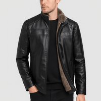 Andreas | Herren Sportliche Reißverschluss Lederjacke in Schwarz