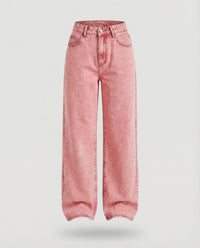 Anna | Damen Hochgeschnittene Weite Vintage-Jeans in Rosa