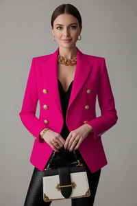 Annika | Damen Eleganter Knöpfen Zweireiher Blazer in Rosa