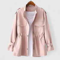 Annika | Damen Eleganter Reißverschluss Mantel in Rosa