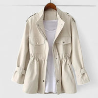 Annika | Damen Eleganter Reißverschluss Mantel in Beige
