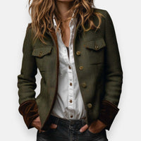 Antonia | Damen Elegante Zierkontrastdetails Jacke in Grün