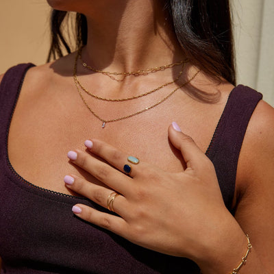 Umkrempelter Ring mit Aquamarin