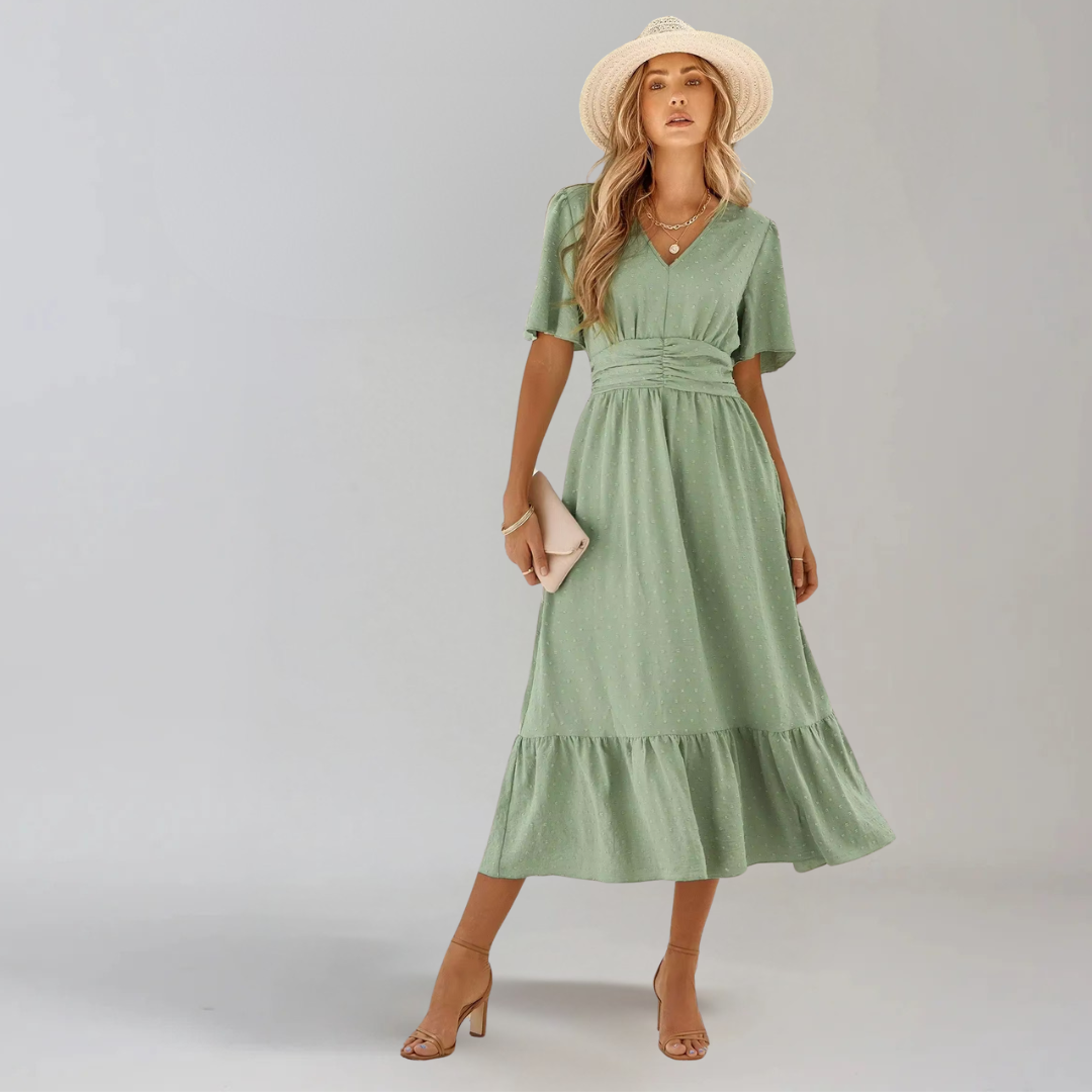 ARIA  | Mittellanges Kleid mit V-Ausschnitt