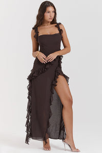 AGATHE | LUXE ABENDKLEID in Braun