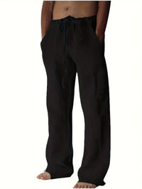 Arthur | Herren Weite Leinen Baggyhose in Schwarz