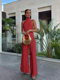 Ayla | Neckholder Plissee Zweiteiliges Set in Rot