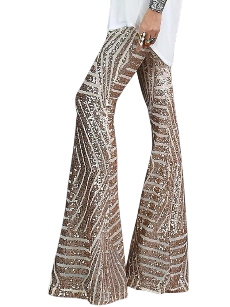 Ausgestellte Glitzerhose für Damen | Lang