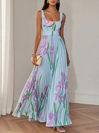 Liviana | Plissiertes Maxi-Kleid in Blau