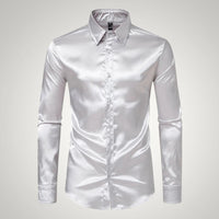 Tobias | Herren Festliches Satin Gerades Hemd in Beige