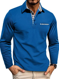 Chris | Herren Warmes Langarm Poloshirt in Blau
