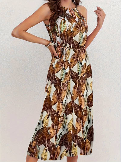 Jocelyn® | Neckholder-Strandkleid mit Blattmuster