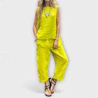 Jennifer - EntspanntesBaumwolle-Leinen Outfit in Gelb