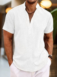 Daniel | Herren Sommerliches Henley Kurzarmshirt in Weiß