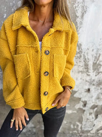 Damen Jacke Teddy Damen | Klassisch Komfortabel in Gelb