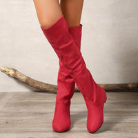 Overknee Stiefel Damen | Runder Zehenbereich mit Hohem Schaft in Rot
