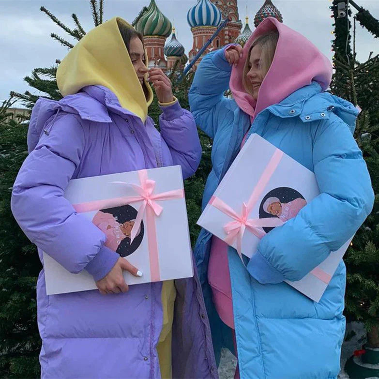 Abigail – Lange Pufferjacke mit hohem Kragen für Damen | Ultrawarmer, langer Steppmantel