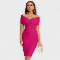 Elegantes Kleid mit V-Ausschnitt in Pink