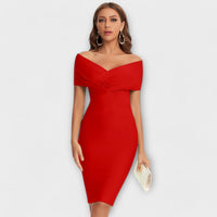 Elegantes Kleid mit V-Ausschnitt in Rot