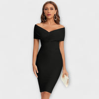 Elegantes Kleid mit V-Ausschnitt in Schwarz