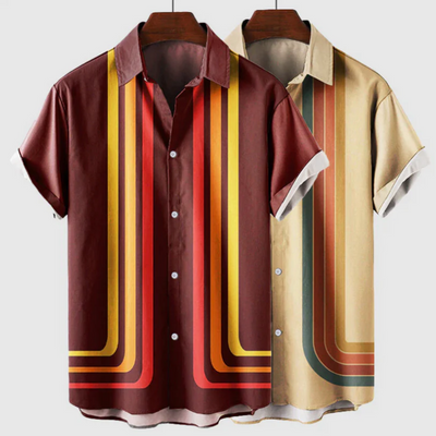 Bedrucktes Vintage-Sommerhemd für Herren | Kurzarm