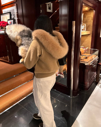 Lenora | Strickmantel mit Fellkragen