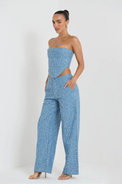 Matilda Pailletten Denim Hosen Set