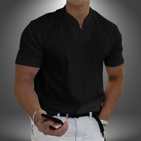 Belo | Herren cleanes V-Ausschnitt Shirt Kurzarm in Schwarz