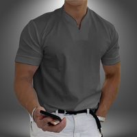 Belo | Herren cleanes V-Ausschnitt Shirt Kurzarm in Dunkelgrau