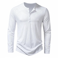 Benjamin | Herren Langarm Henley Oberteil in Weiß