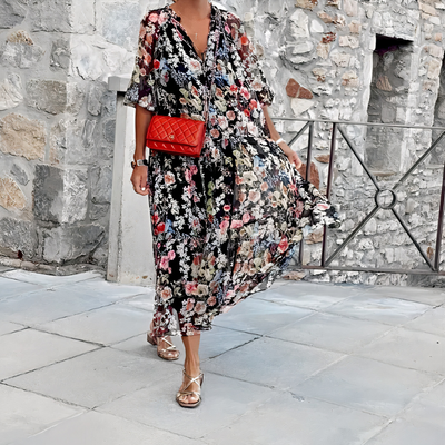 Bequemes florales Sommerkleid für Damen | Midi