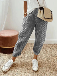 Lore | Bequeme gestreifte Hosen in Schwarz