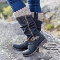 Damen Winter Stiefel | Casual hoch mit Absatz in Schwarz