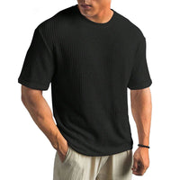 Herren Texturierte Rundhalsausschnitt T-Shirt in Schwarz