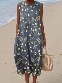 Blanca | Atmungsaktives Blumenkleid in Blau
