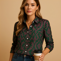 Alesha - Elegante Damenbluse mit langen Ärmeln in Grün / Lila