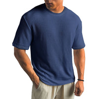 Herren Texturierte Rundhalsausschnitt T-Shirt in Blau