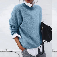 Damen Lässig Langarm Pullover | Warm in Blau
