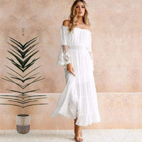 Liana | Damen Elegantes Off-Shoulder Sommerkleid in Weiß