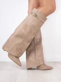Elena | Damen Elegante Wildleder Stiefel Boots in Beige