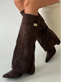 Elena | Damen Elegante Wildleder Stiefel Boots in Braun