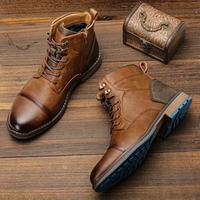 Aiden | Schnürung Vintage-Stil Stiefel in Braun