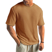 Herren Texturierte Rundhalsausschnitt T-Shirt in Braun