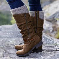 Damen Winter Stiefel | Casual hoch mit Absatz in Braun