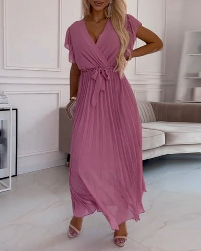Saoirse® | Elegantes Kleid mit gerafften Ärmeln und V-Ausschnitt