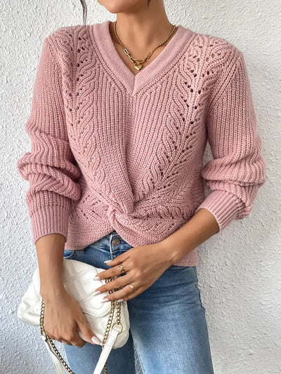 V-AUSSCHNITT VERDREHTER PULLOVER | MODERNER, ELEGANTER STIL